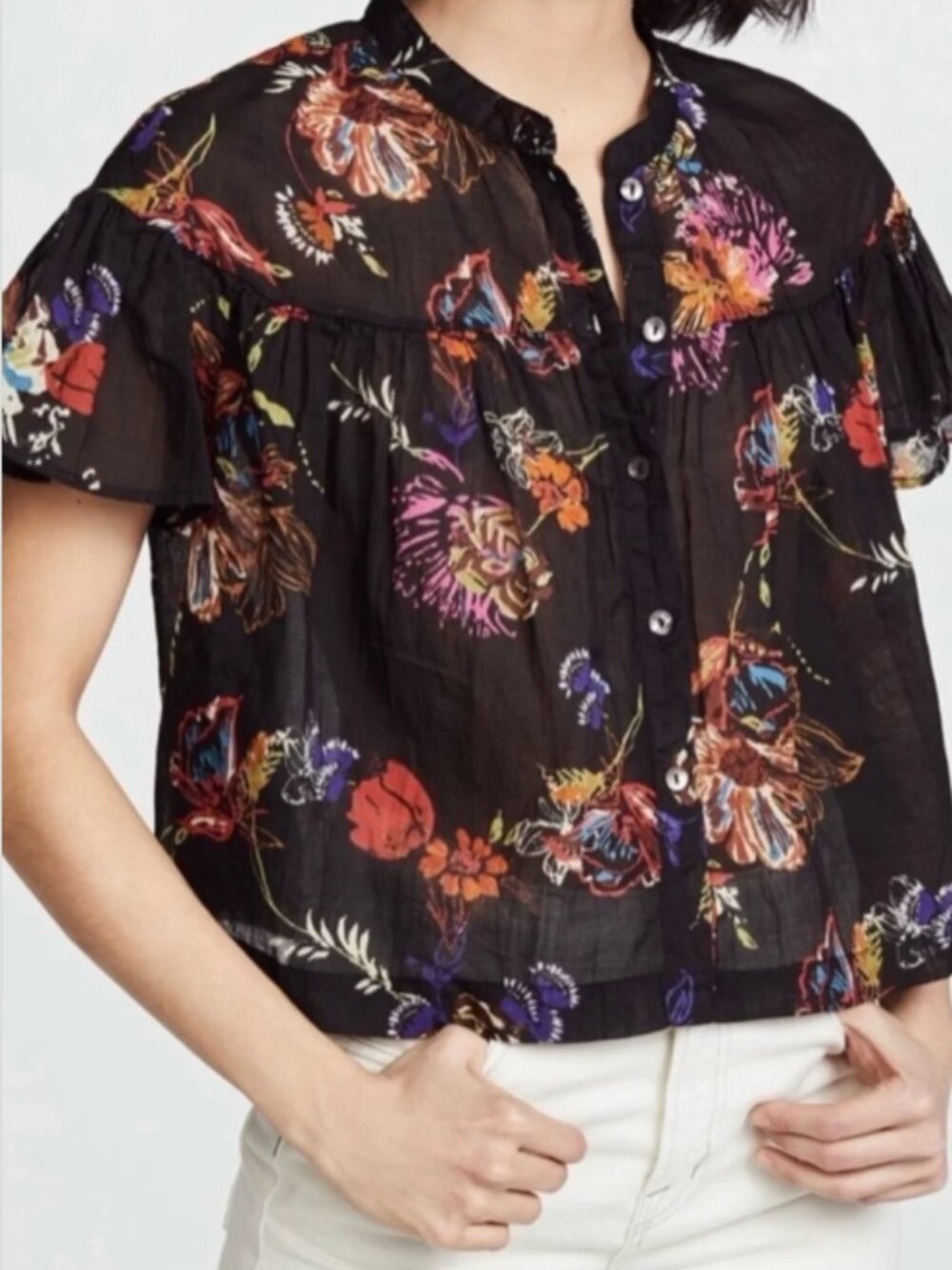 NWOT Free People Sweet Escape Floral Sheer Blouse